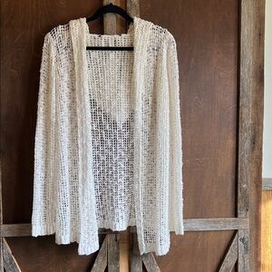 Chic Open-Knit White Cardigan